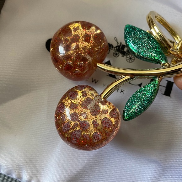 Coach Clear Crystal Cherry Keychain Pink Womens - Picture 3 of 6